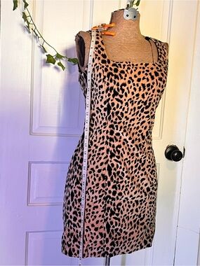 Square-Neck Pink Leopard Print Mini Dress